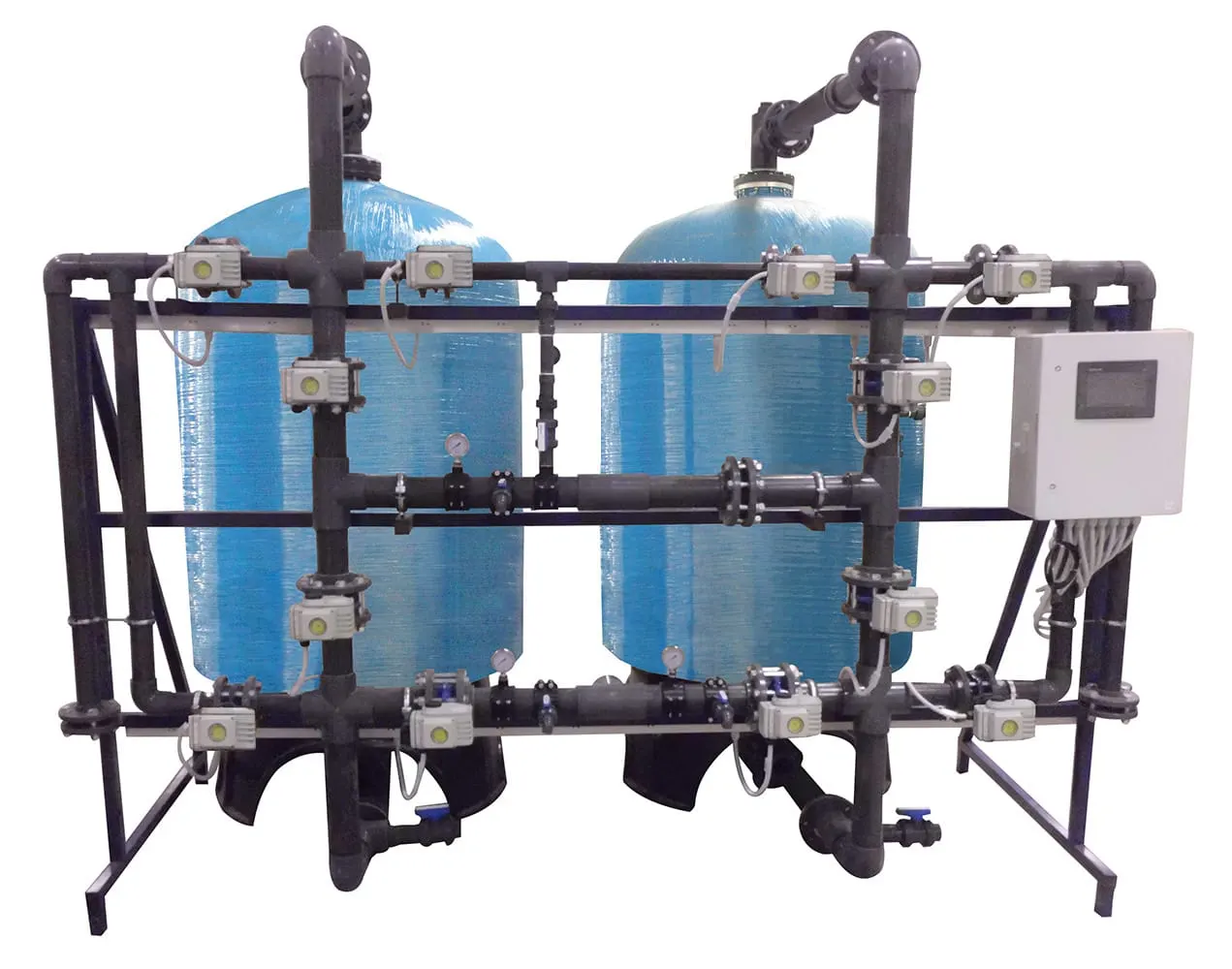 SURFACE PIPED TANDEM SOFTENING SYSTEMS WITH EFBI FRP TANK